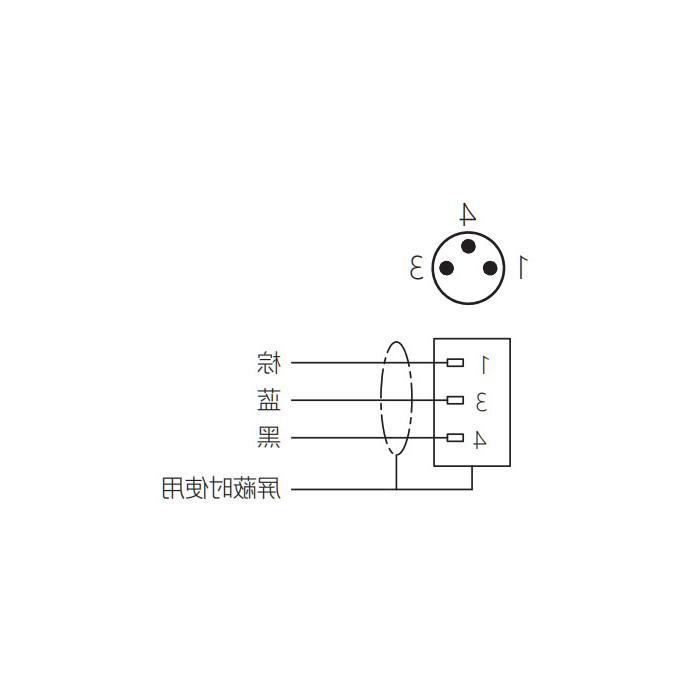 M8 3Pin, straight male head, high temperature resistance 120℃, single-end precast PUR flexible cable, black sheath, 63H021-XXX